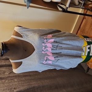 Cute flamingo cut out tank